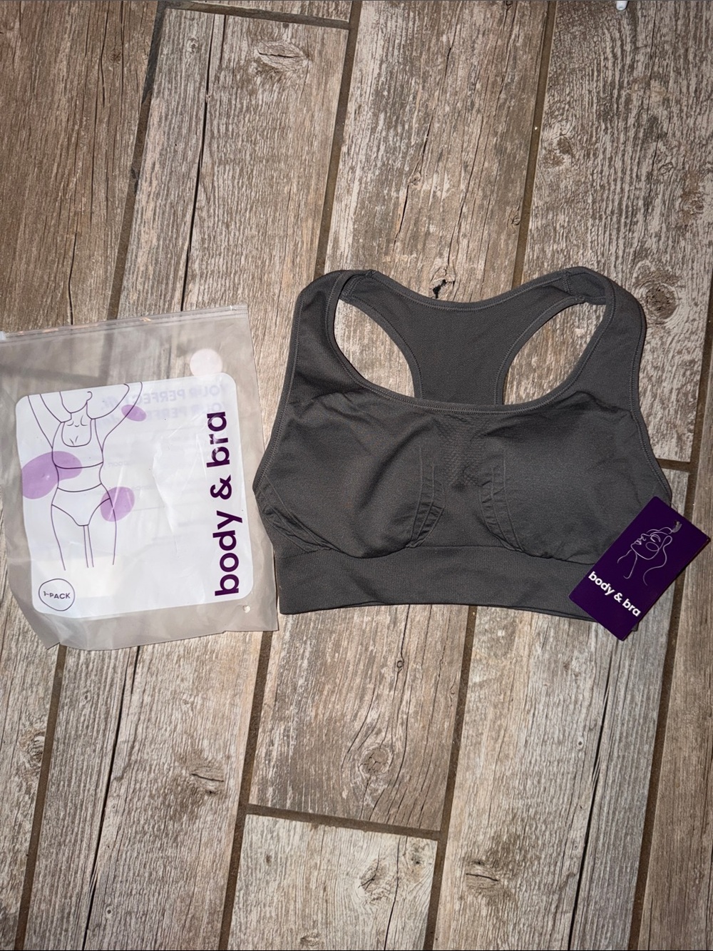 Body & Bra Seamless Racerback Sports Bra - Charcoal